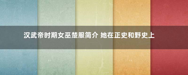 汉武帝时期女巫楚服简介 她在正史和野史上分别是怎么记载的